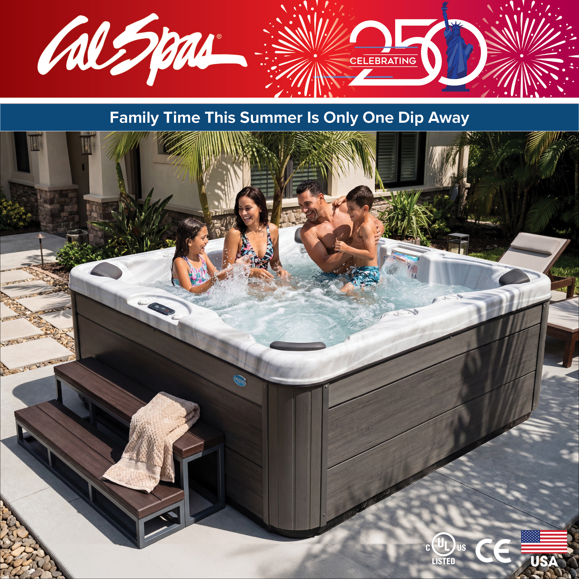 Calspas hot tub being used in a family setting - Westland